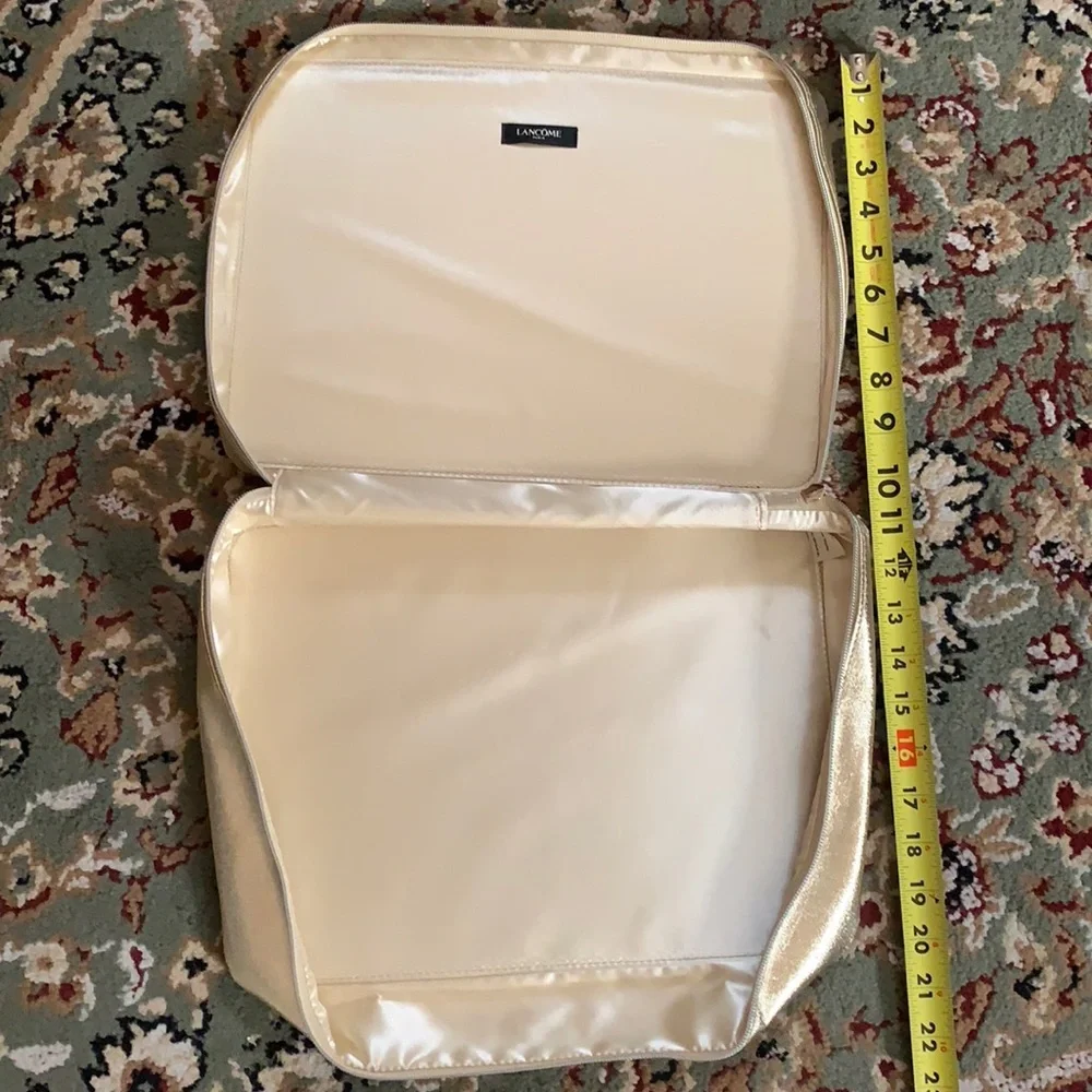 NEW Lancôme Cosmetic case gold metallic Vanity Bag Makeup Organizer Travel